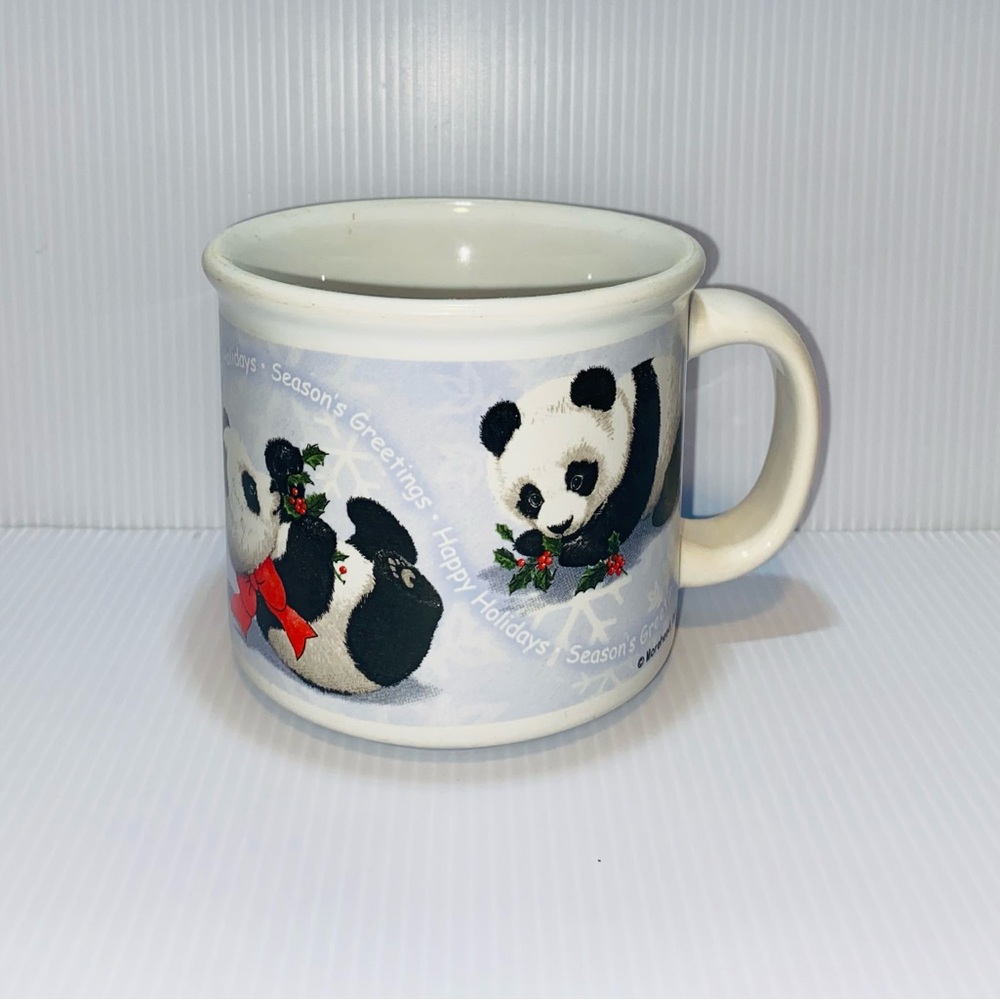 12oz Cup Coffee Mug Tea Soup  Stoneware Morehead PANDA  Happy Holidays